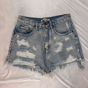 high waisted denim shorts